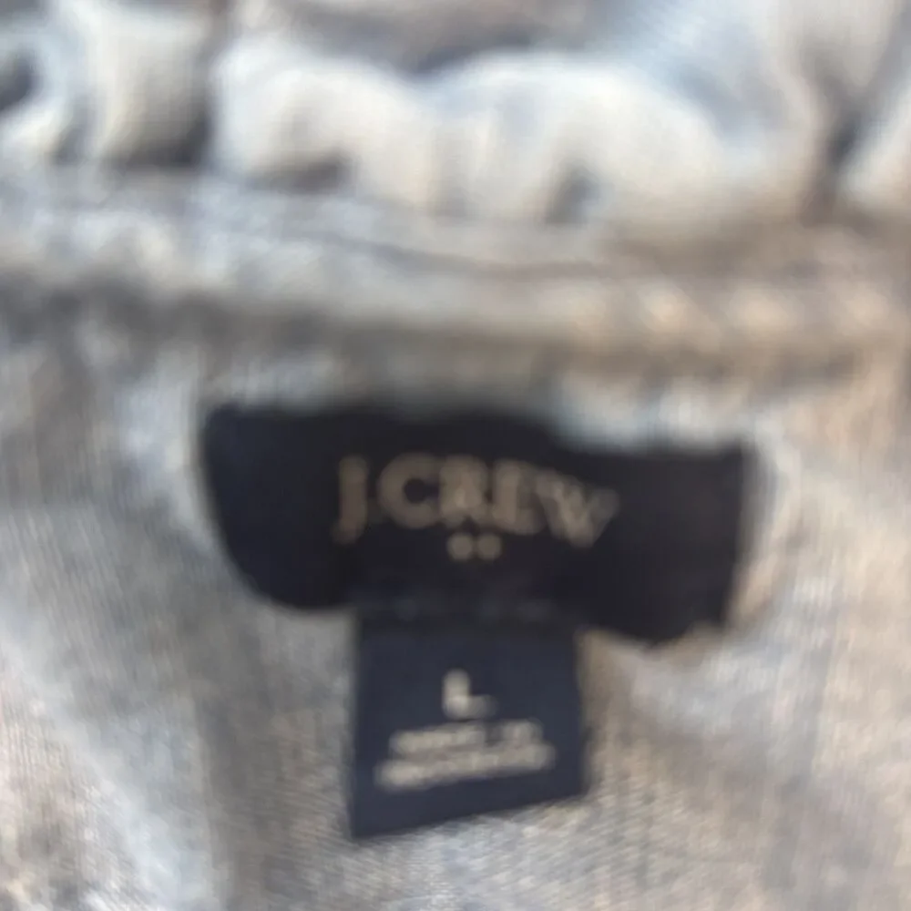 J.Crew Blue Chambray Ruffle Cap Sleeve Button Front Blouse Top Womens L